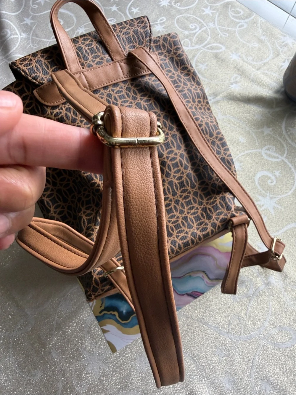 Stylish Brown Patterned Women’s Backpack